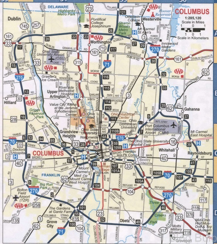 %name A Map of Columbus, Ohio : Advice For Travelers