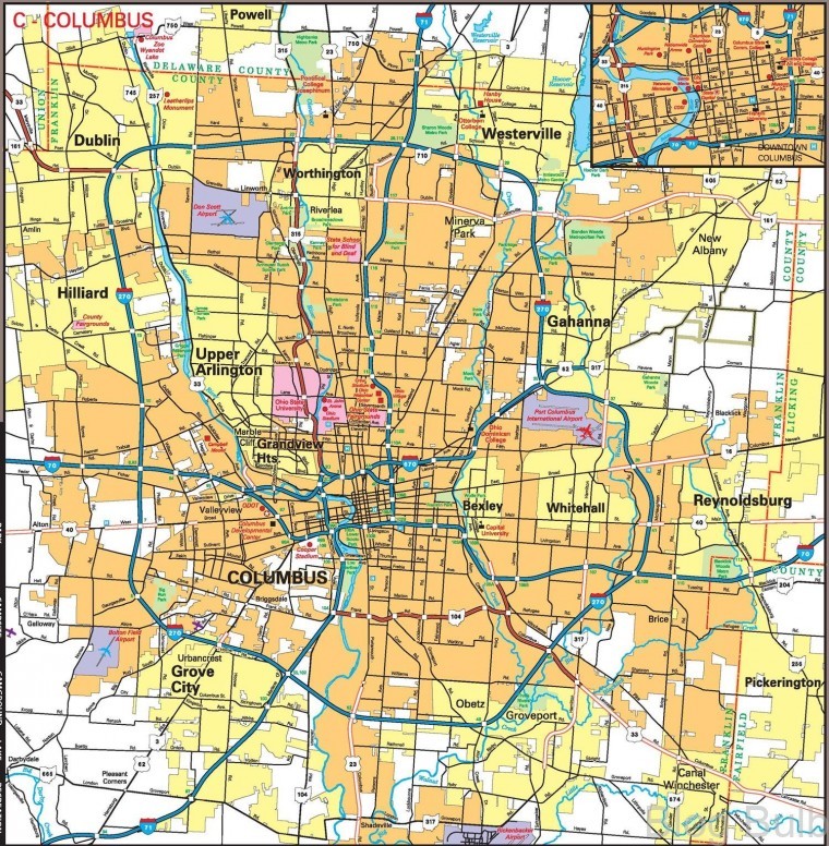 %name A Map of Columbus, Ohio : Advice For Travelers