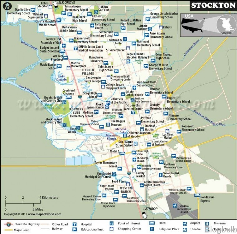 %name Map Of Stockton   Travel Guide For Stockton California