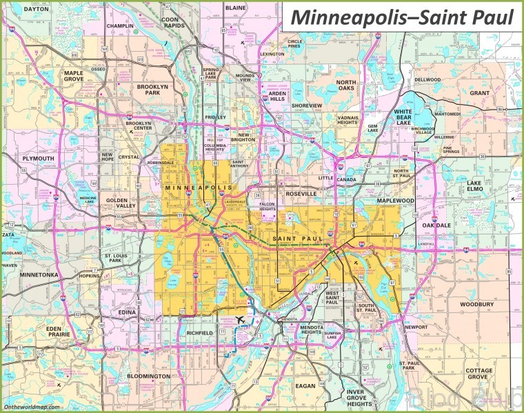 %name Map Of Minneapolis, Minnesota Complete With Buildings, Campuses and More